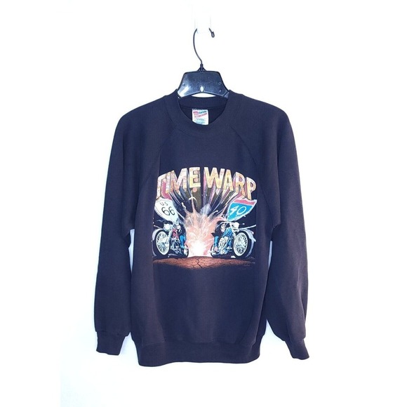 Easyriders 90s Time Warp Route 66 I-40 DAVID MANN Black Raglan Sweatshirt XL - Picture 1 of 13